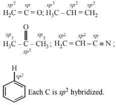 What are hybridisation states of each carbon atom in the following ...